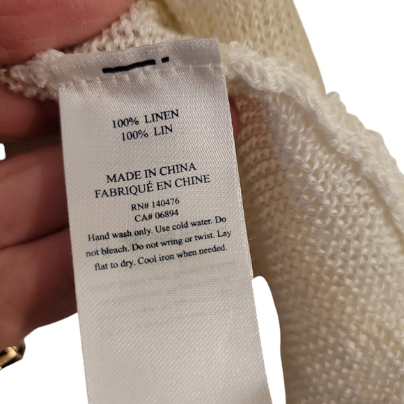 Faherty ivory linen long cardigan sweater- S.            D58 - Picture 6 of 6